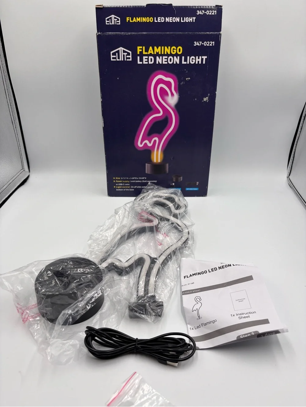 Elite Flamingo Neon Signs LED Light Wall Decor/Lamp Battery/USB Powered Pink